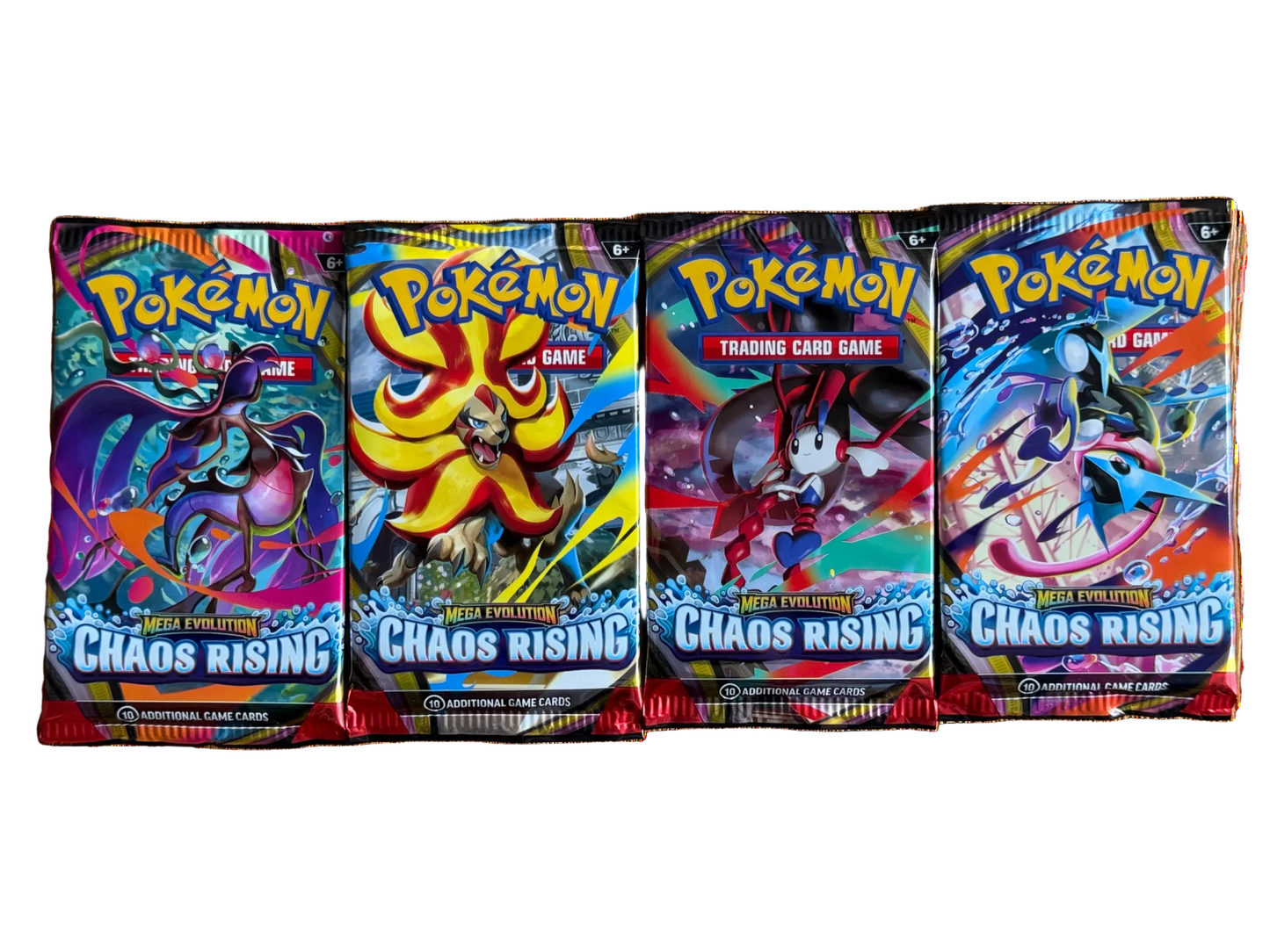 Four Booster packs of Pokemon Trading Card Game Chaos Rising
