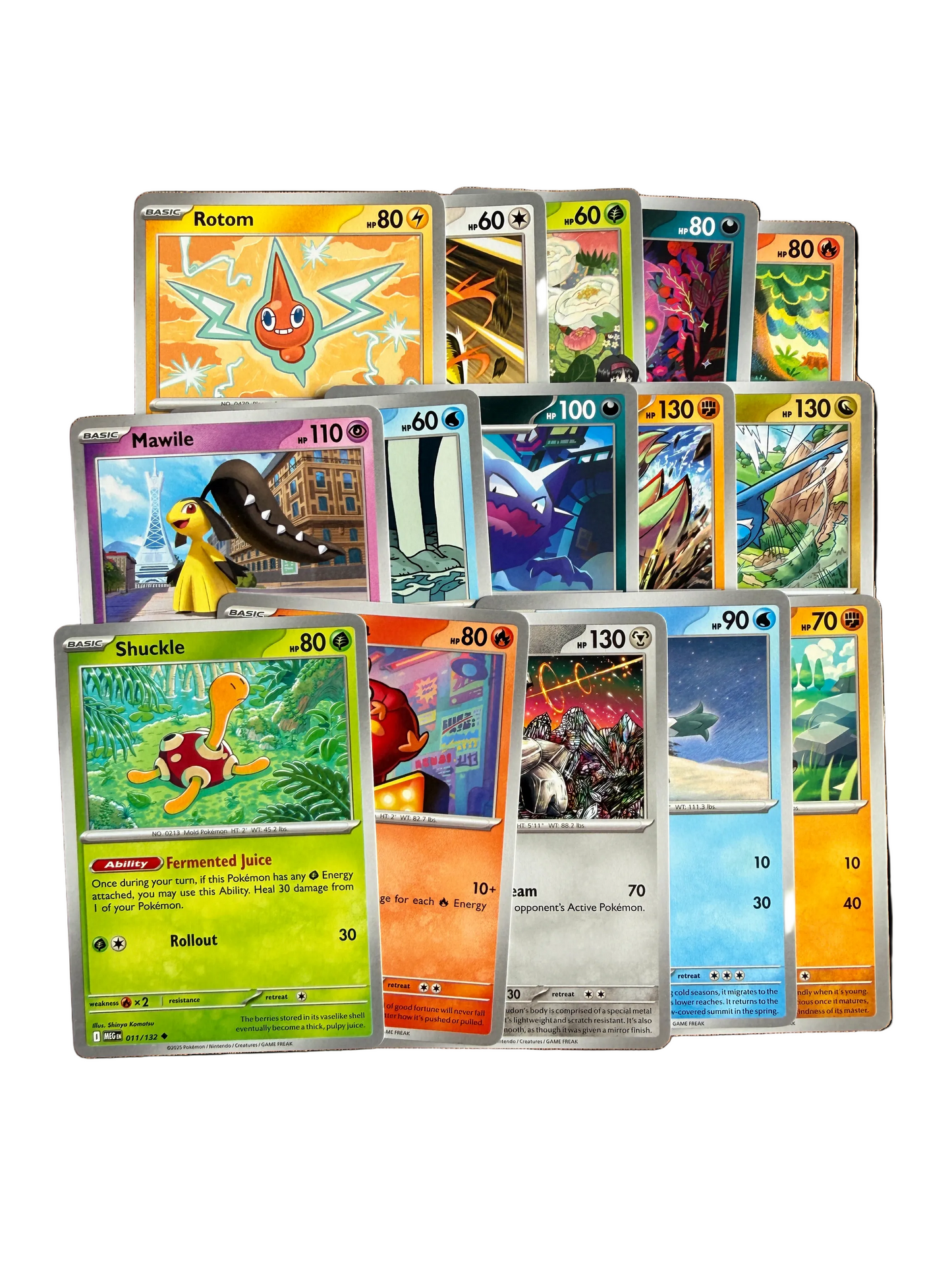 Pokémon starter taste pack cards spread out – commons, uncommons and holo included