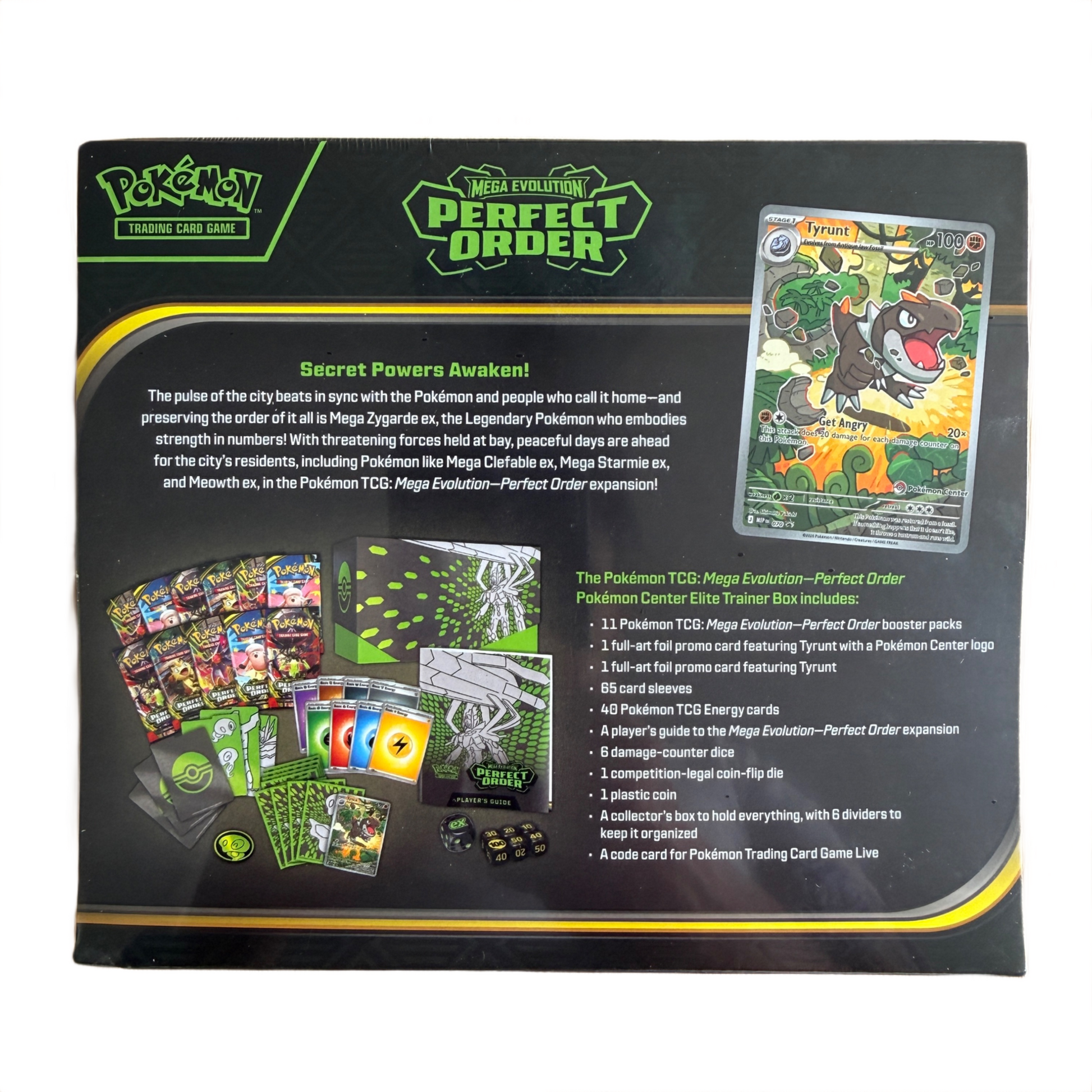 Back of Pokemon Centre Perfect Order ETB with white background