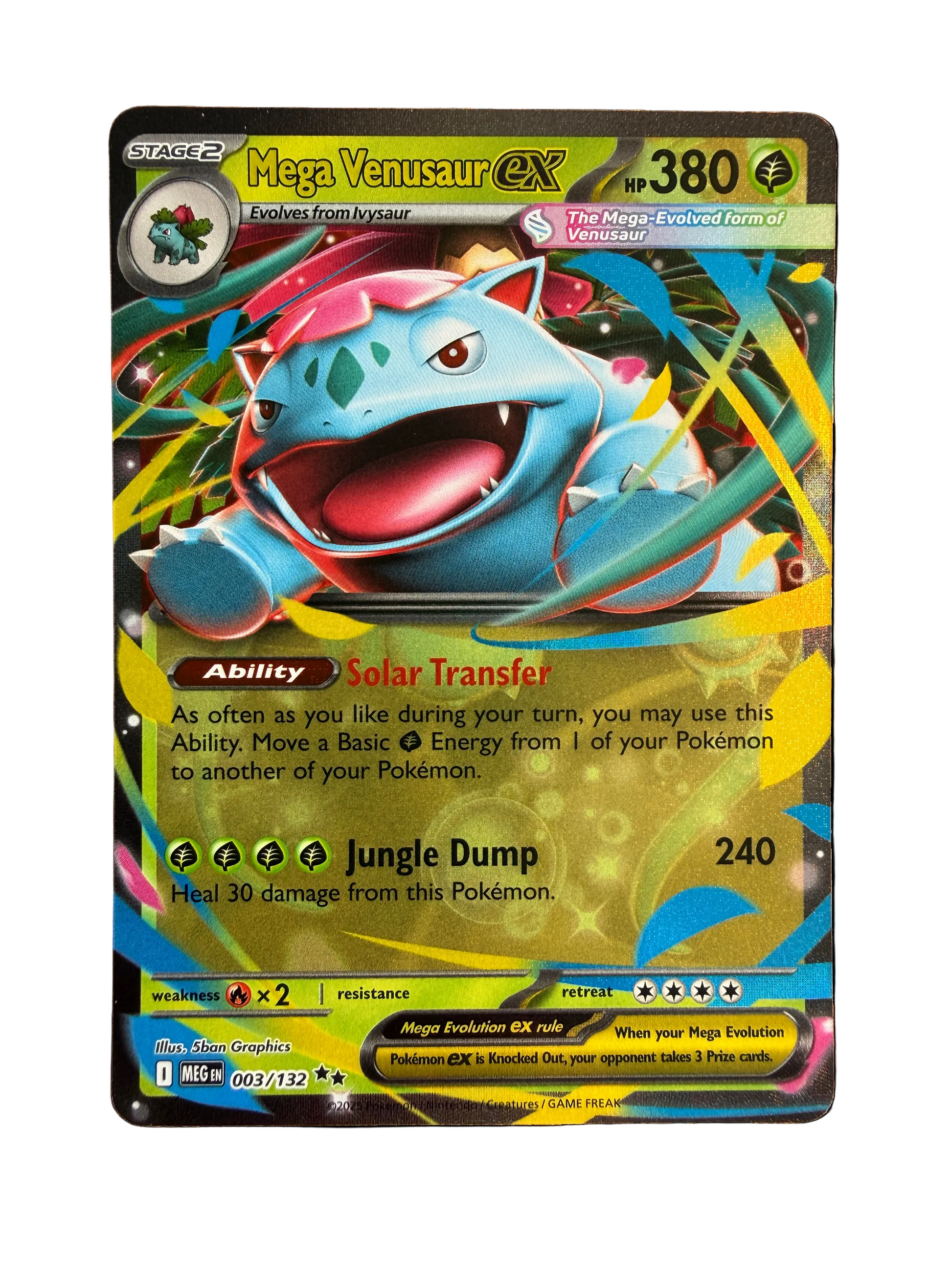 Pokémon 15 card bundle Mega Venusaur EX trading card close-up – example card for illustration only