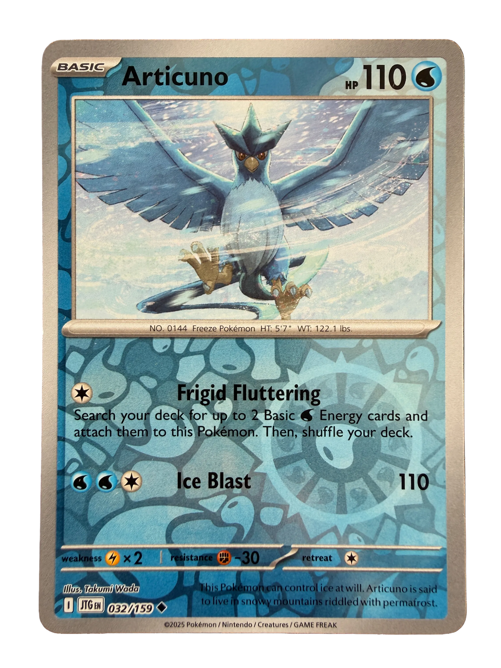 Pokémon trading card featuring Articuno with blue and silver design